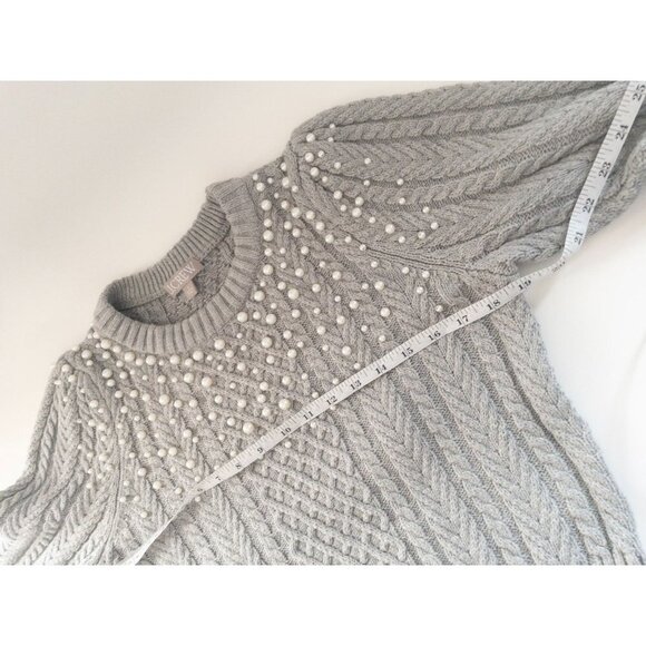 J. Crew Gray Sweater with Pearl Accents - Picture 7 of 8